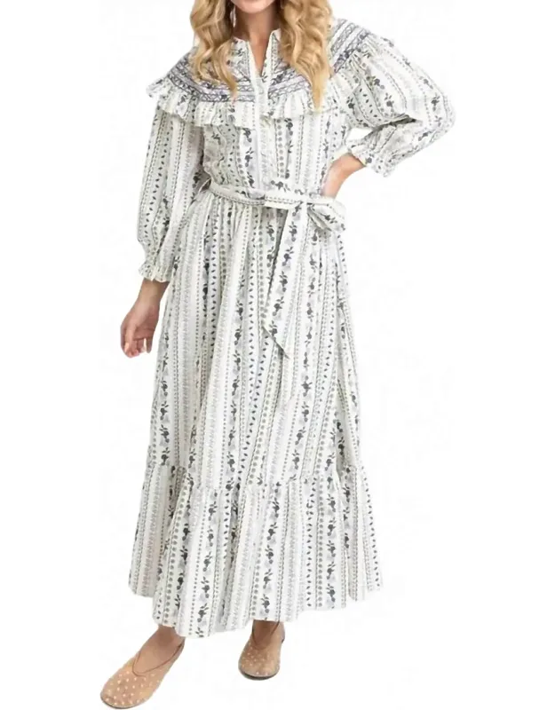 French Floral Peter Pan Tier Maxi Dress