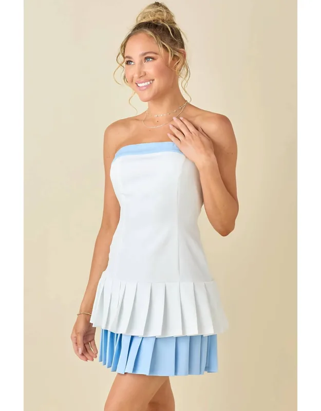 Strapless Mini Pleated Dress