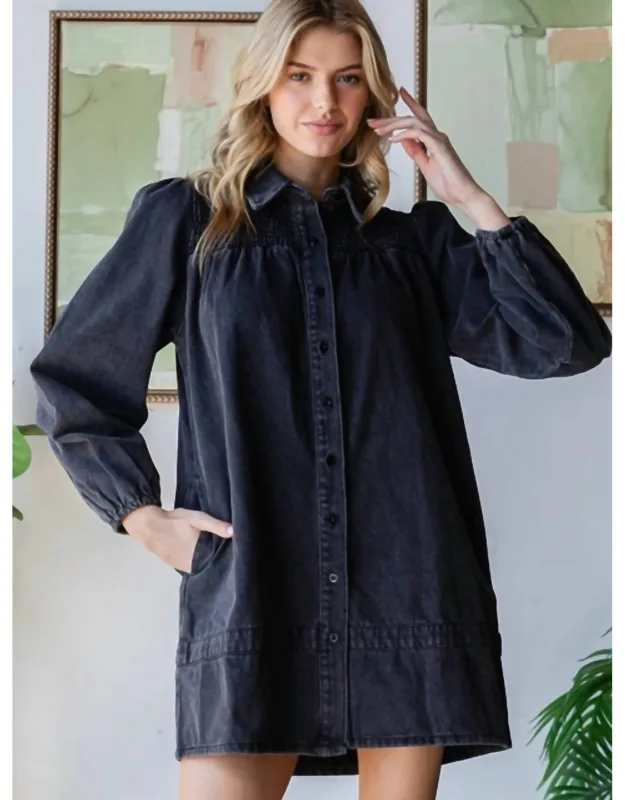 Smocked Shoulder Mini Dress
