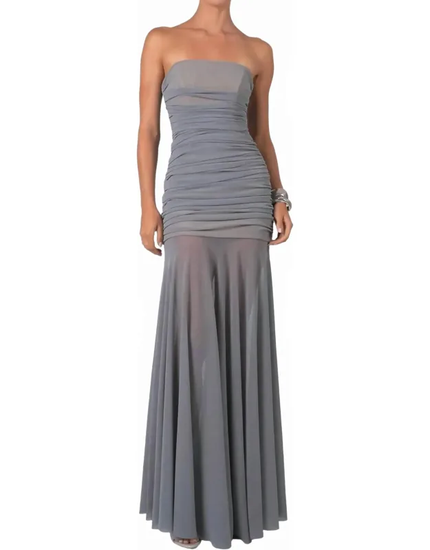 Strapless Ruched Maxi Dress