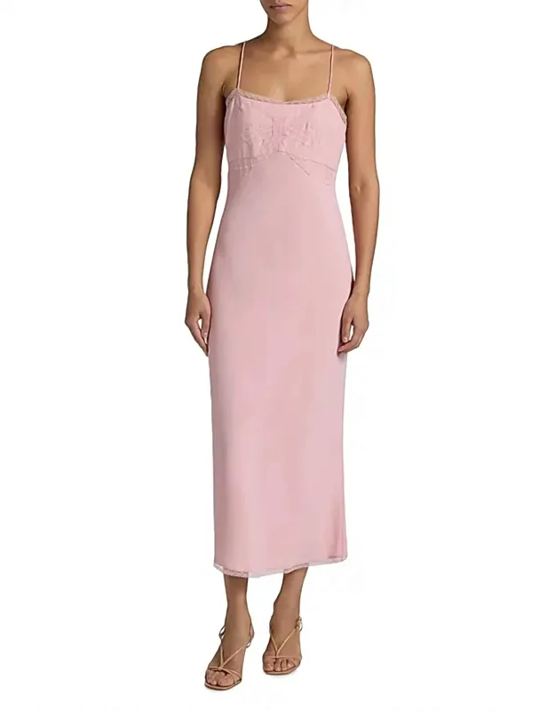 Isolis Lace Bow Crepe Midi Dress