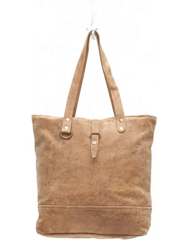 Buttoned Leather Tote Bag