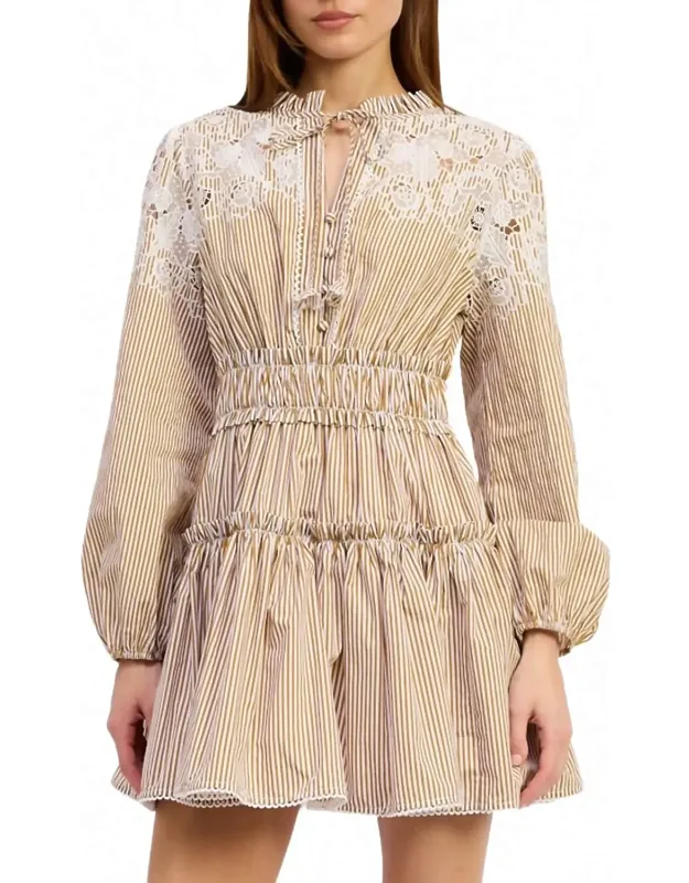 Juliette Mini Dress With Long Sleeves And Ruffled Tie-neckline