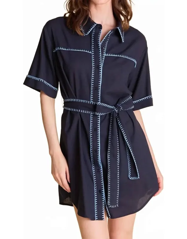 Stitch Detailed Shirt Mini Dress