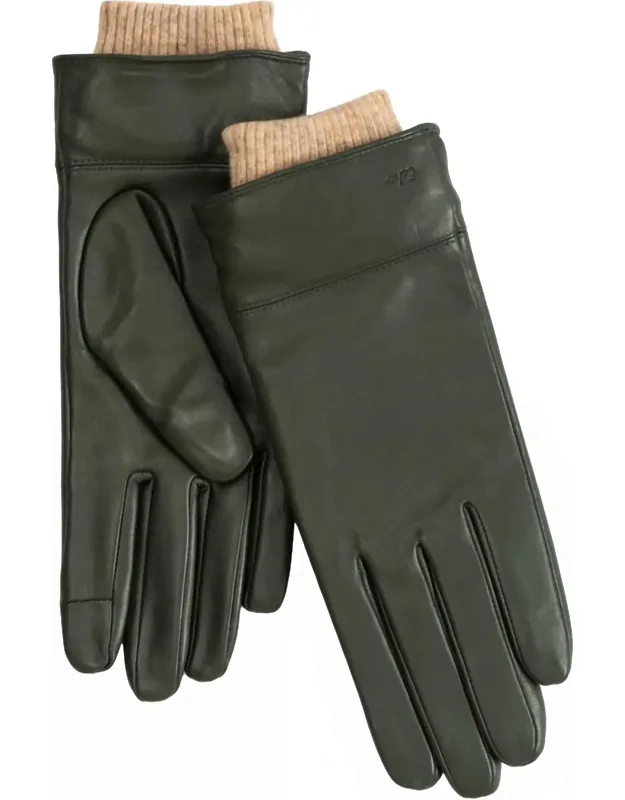 Rib Cuff Leather Gloves