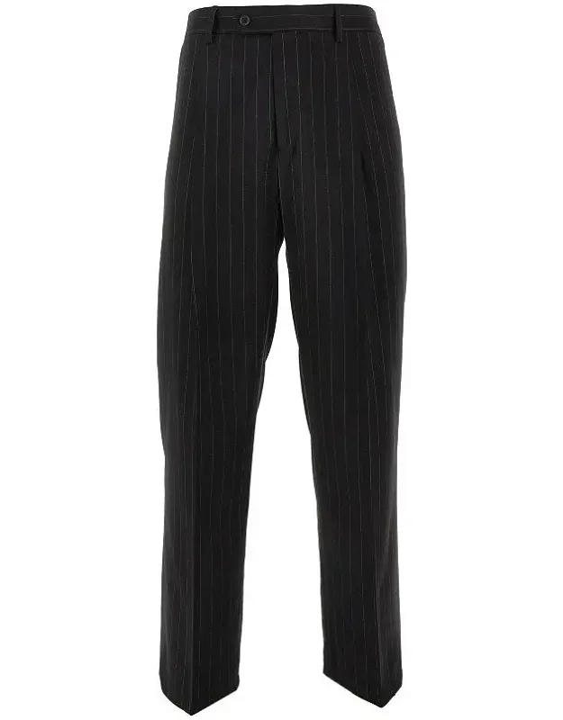 Pinstriped Twill Pants With Darts