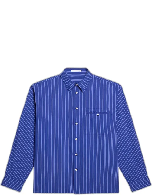 Pinstripe Poplin Double-pocket Button-down Shirt