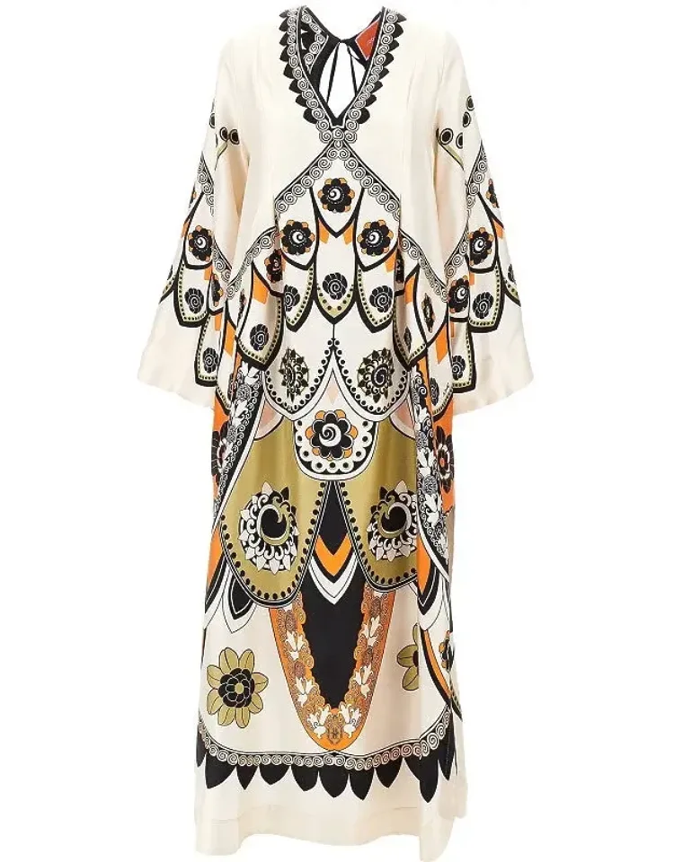 Printed Silk Long Dress