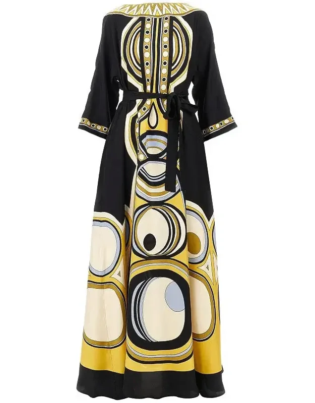 Printed Silk 'muumuu' Long Dress