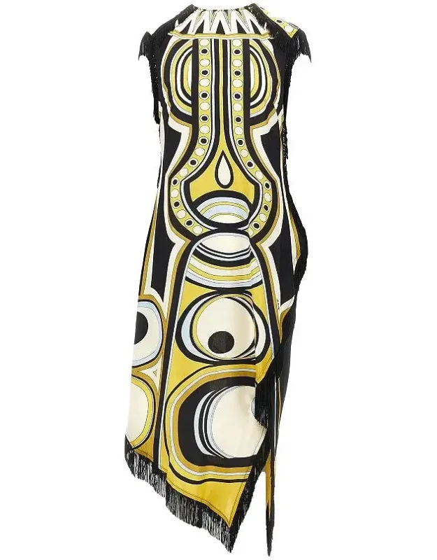 Printed Silk Midi Dress
