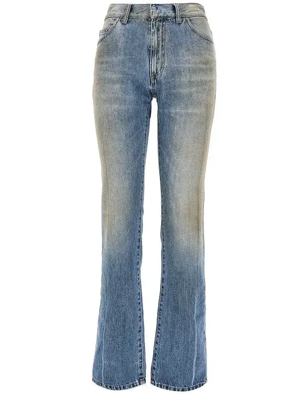 Used-effect Straight Leg Jeans