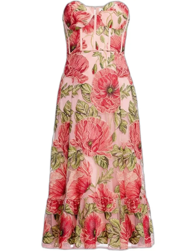 Strapless Bustier Midi Dress