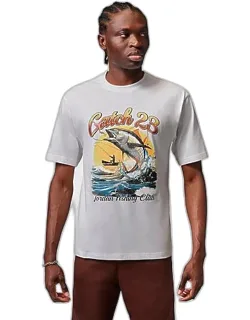 Jordan Fishing Club Graphic T-shirt With Catch 23 Graphics And Ribbed Crew Collar