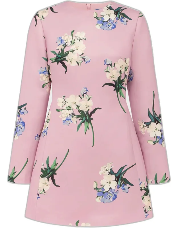 Floral Long-sleeve Mini Dress
