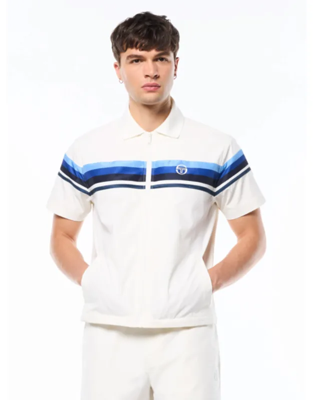 Striscia Short Sleeve Track Jacket With Vibrant Color Lines Detail