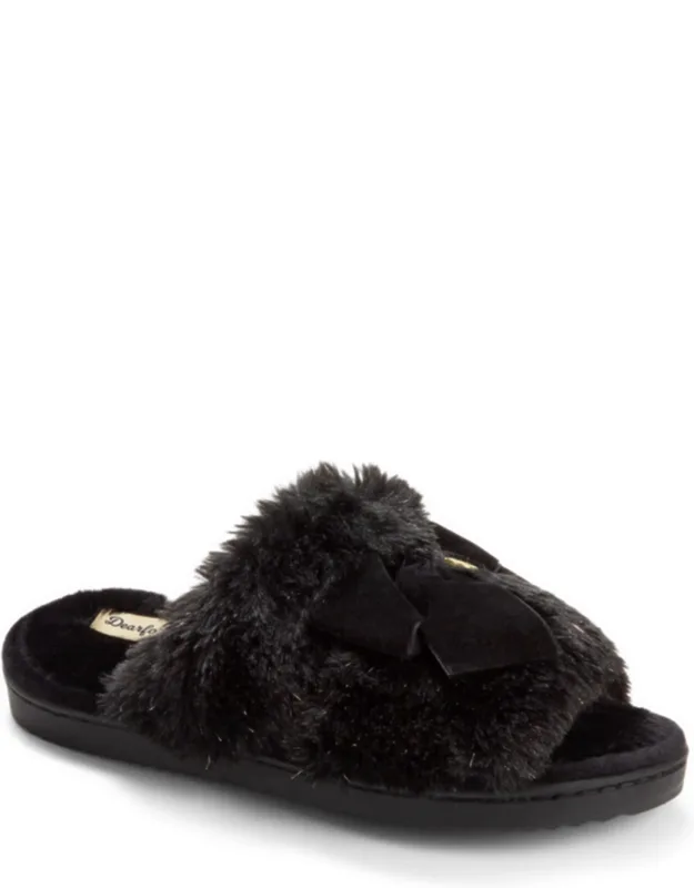 Bianca Pile Slide Slippers With Bow