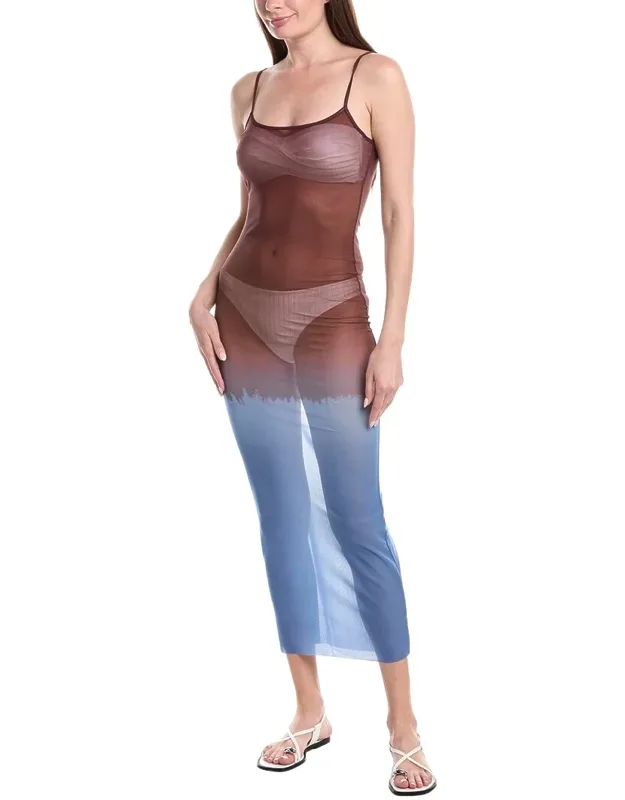 Mesh Scoop Maxi Slip Dress