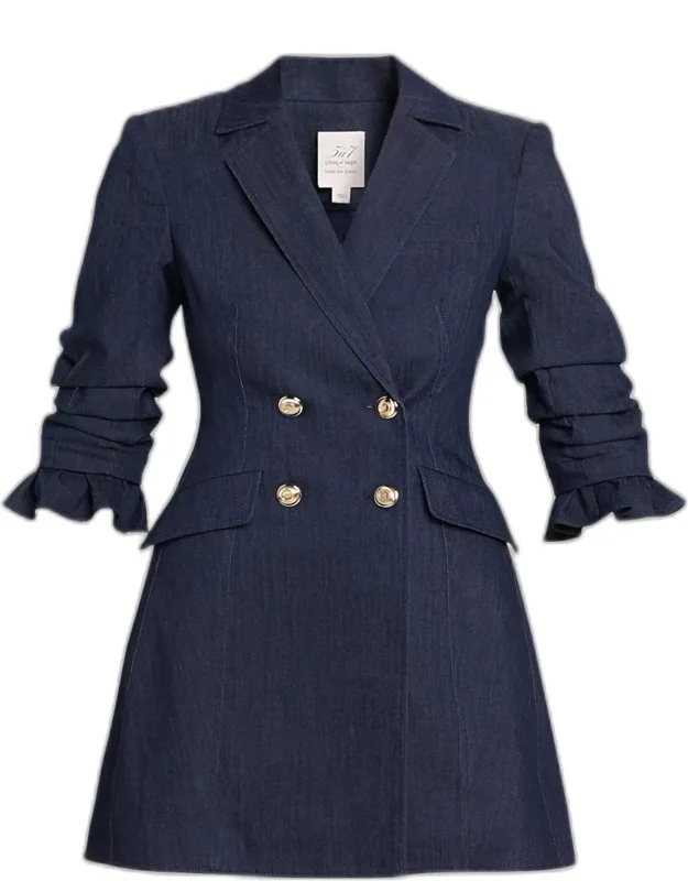Bekah Mini Dress With Notch Lapels And Ruched Sleeves