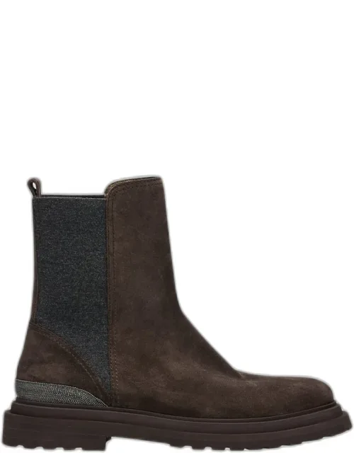 Suede Ankle Boots With Monili