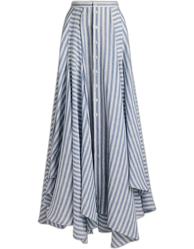 Alternating Lines Umbrella Linen Skirt