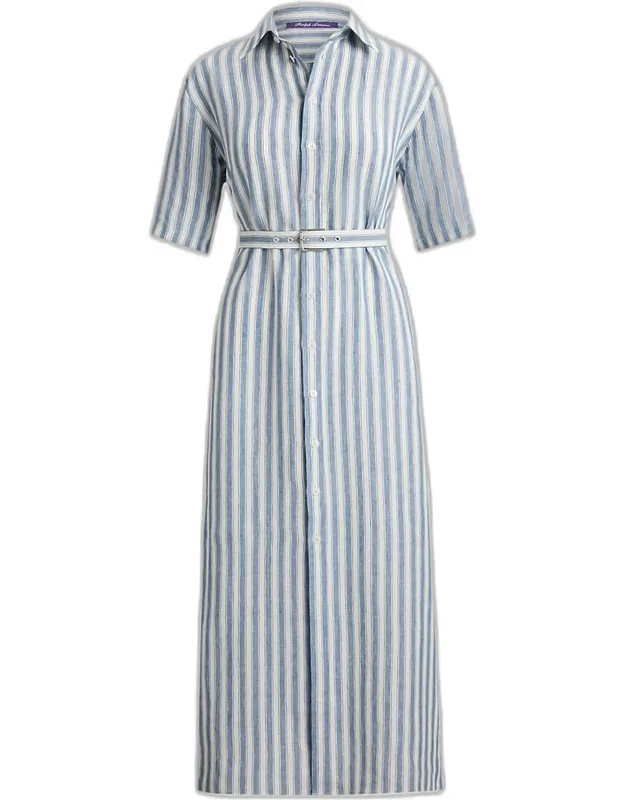 Alternating Lines Umbrella Linen Dress