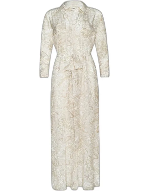 Paisley Silk Long Shirtdress