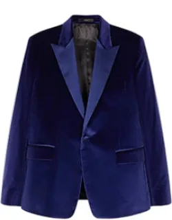 The Soho - Tailored-fit Indigo Velvet Evening Blazer