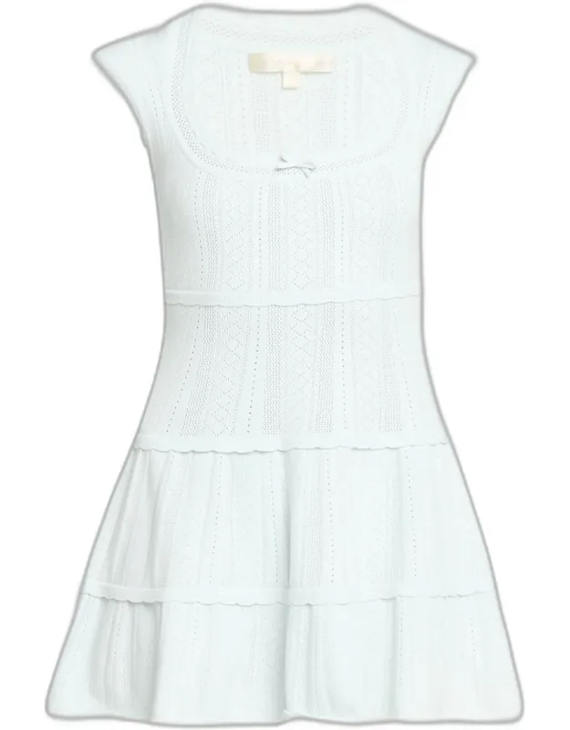 Pointelle Knit Mini Dress