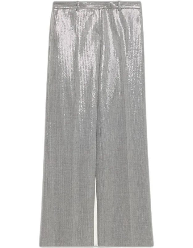Sequin Pinstripe Wide-leg Trousers