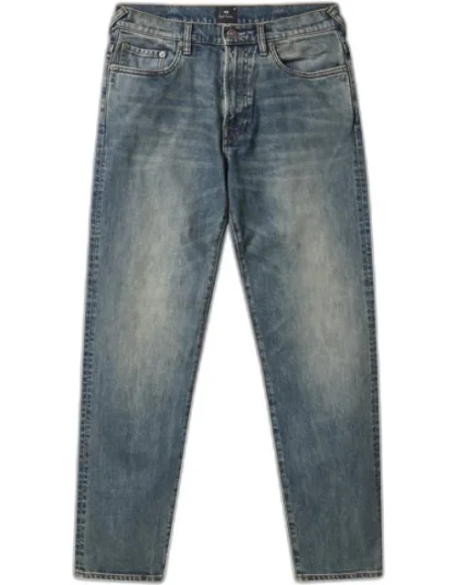 Slim Tapered-fit Antique-wash Crosshatch-stretch Jeans