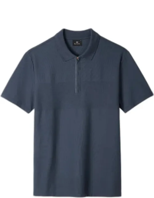 Washed Textured Stripe Polo Shirt