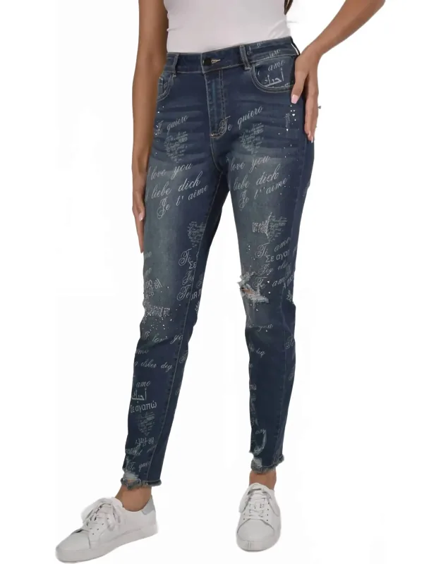 Embellished And Distressed Jeans