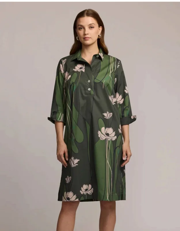 Charlotte Quarter Sleeve Poppy Print Dress