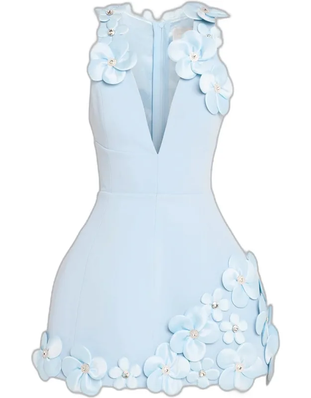 Floral Applique Fit-and-flare Mini Dress