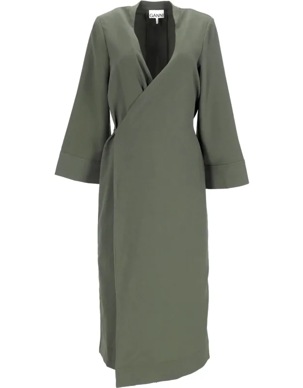 Crepe Midi Wrap Dress