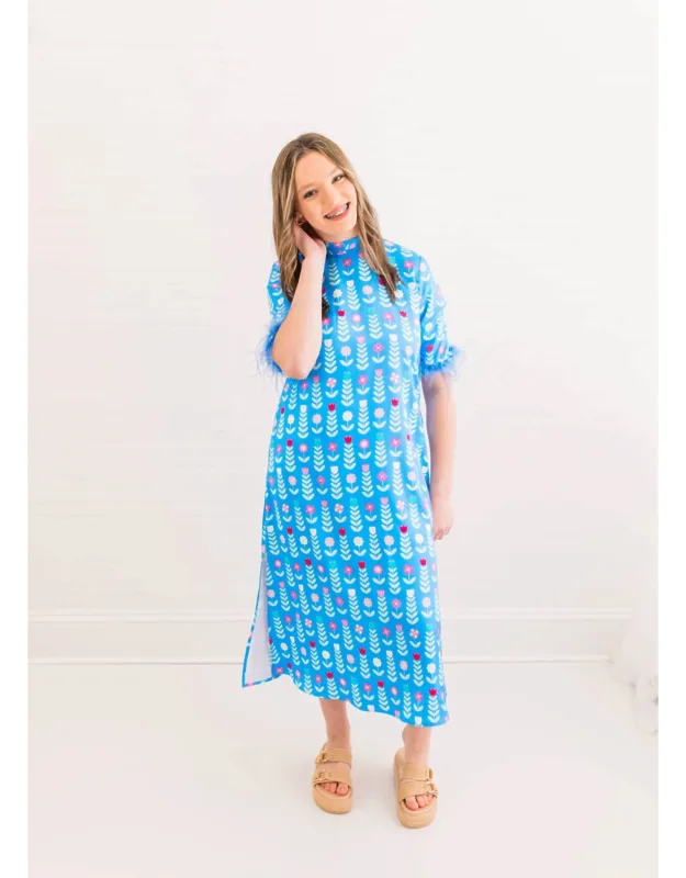 Luxe Feather Caftan Dress