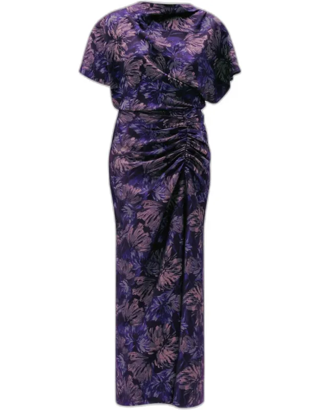Ruched Short-sleeve Column Dress