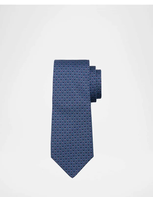 Gancini Monogram-print Silk Tie