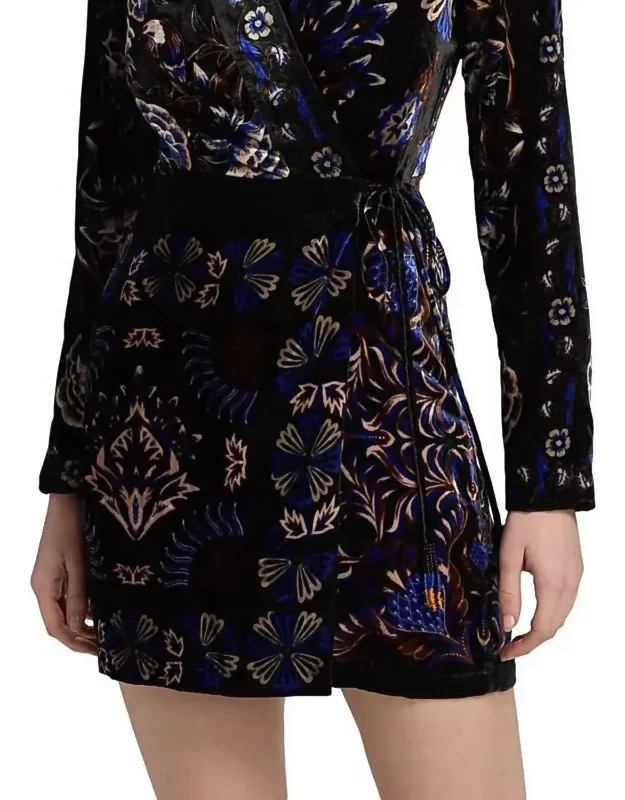 Arabesque Mix Wrap Mini Dress