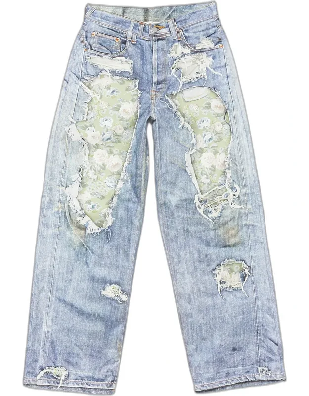 Deconstructed Floral Repair Relaxed Fit Jeans