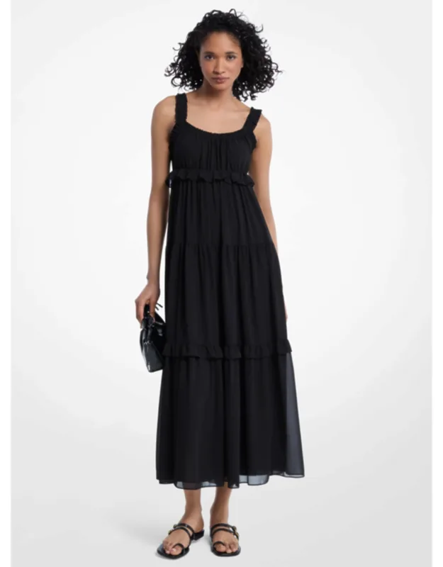 Ruffled Georgette Maxi Dress