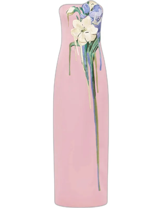 Embroidered Bustier Maxi Dress