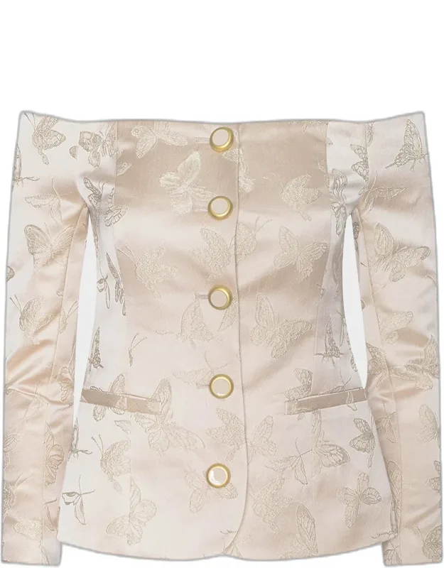 Off-shoulder Blazer Top