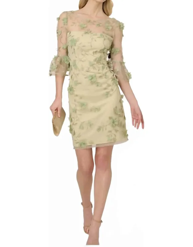 Floral Embroidery Sheath Dress
