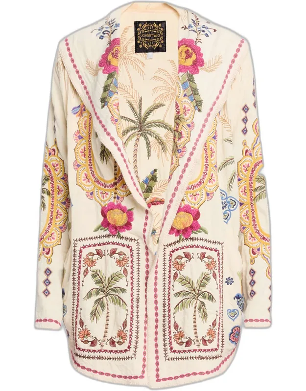 Floral-embroidered Cotton Hoodie