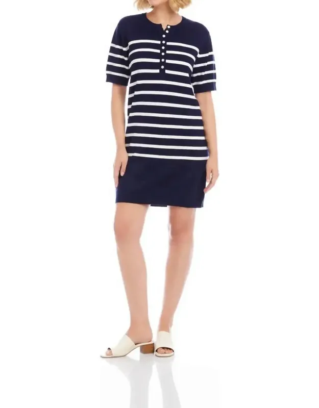 Short Sleeve Henley Sweater Dress