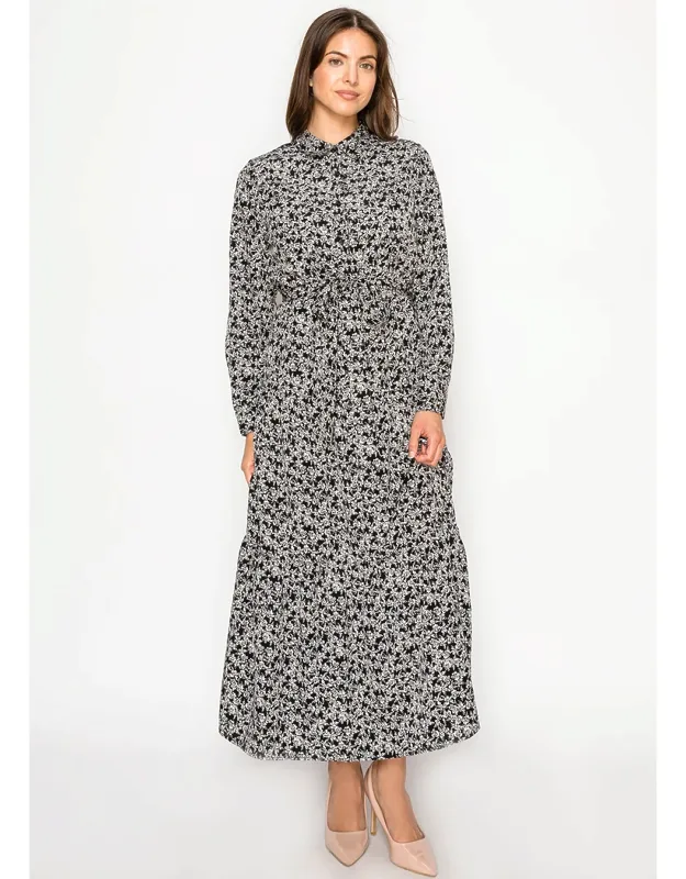 Lightweight Floral Tie Waist Dress