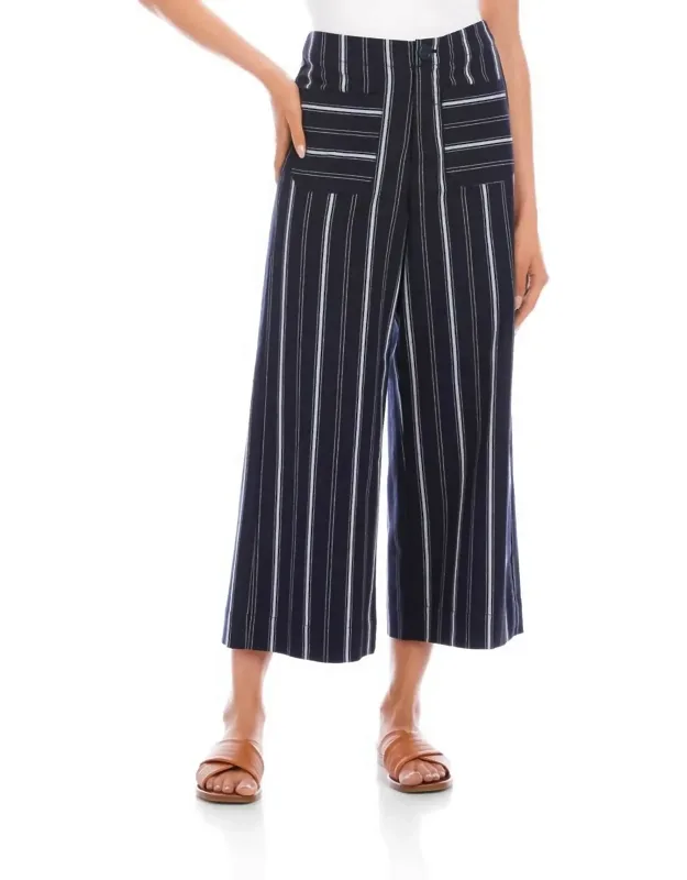 Stripe Cropped Wide-leg Pants