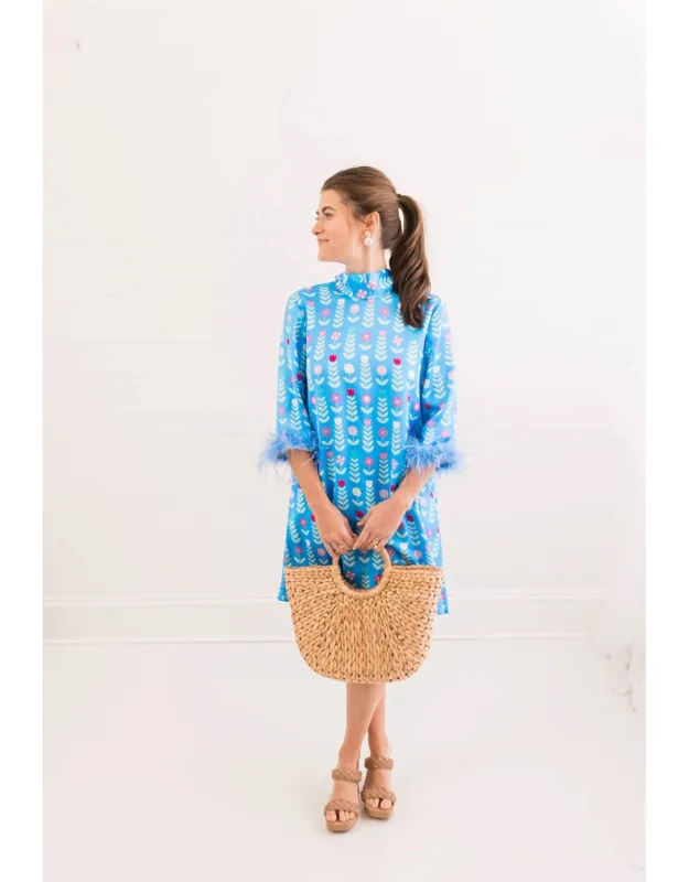 Luxe Feather Caftan Mini Dress