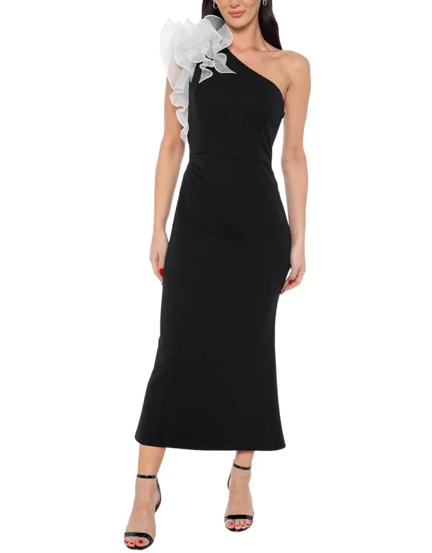 Ruffle Shoulder Midi Dress